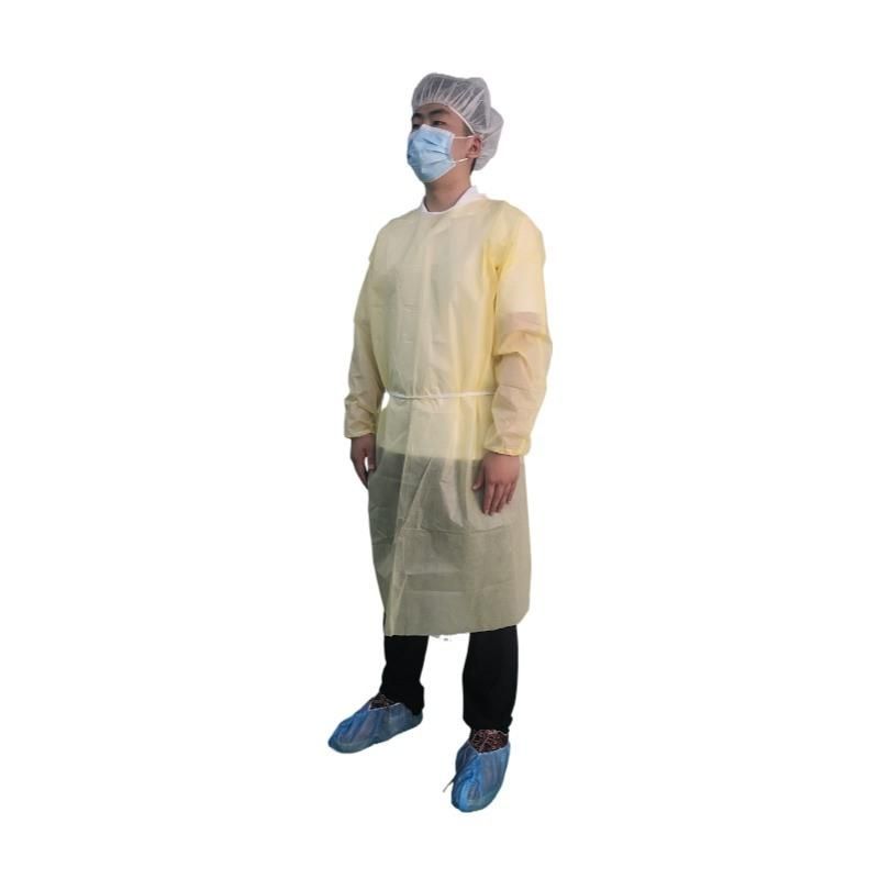 Guardwear Isolation Gown Level1 Waterproof Surgical Gown Yellow Non-Woven Disposable PP+PE Isolation Gown