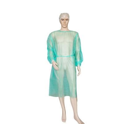 Ideal Safety Protection Spp Isolation Gowns Green Industry Gown Fluid Resistant Spunbond Nonwoven Fabric Disposable Cloak for Visitors