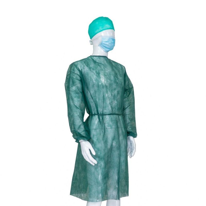 High Quality Medical Use Isolation Gown with Elastic Wrist and Waist Ties for Prevent Bacteia