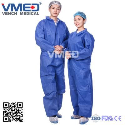 Chemical Microporous Impervious Waterproof SMS/Industry/Hospital/Lab/Safety Nonwoven Disposable Coverall, Nonwoven Disposable Coverall