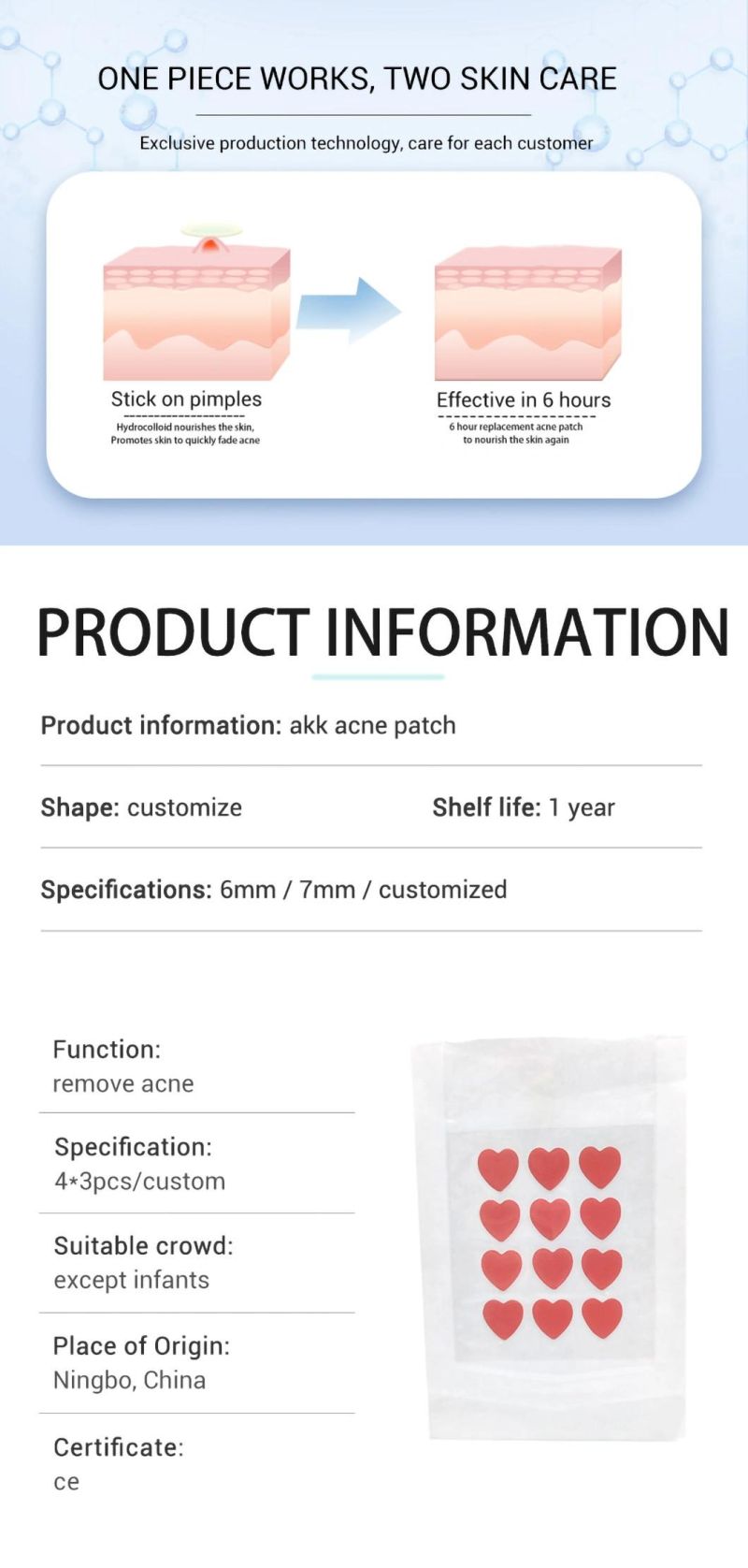 Alps OEM Any Shape Customization Available Hydrocolloid Acne Patch