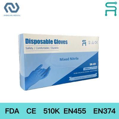 CE FDA 510K En455 En374 Disposable Nitrile Blend Gloves Nitrile/Vinyl Gloves