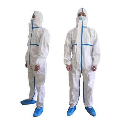 Wholesale OEM En14126 PPE Suit Disposable Clothing PP PE Microporous Protective Coverall