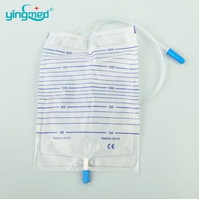 2000ml T Valve Pull Push Valve Economic Luxury Urinary Drainage Bag Urine Collection Bag Urine Collector Disposable Urine Bag