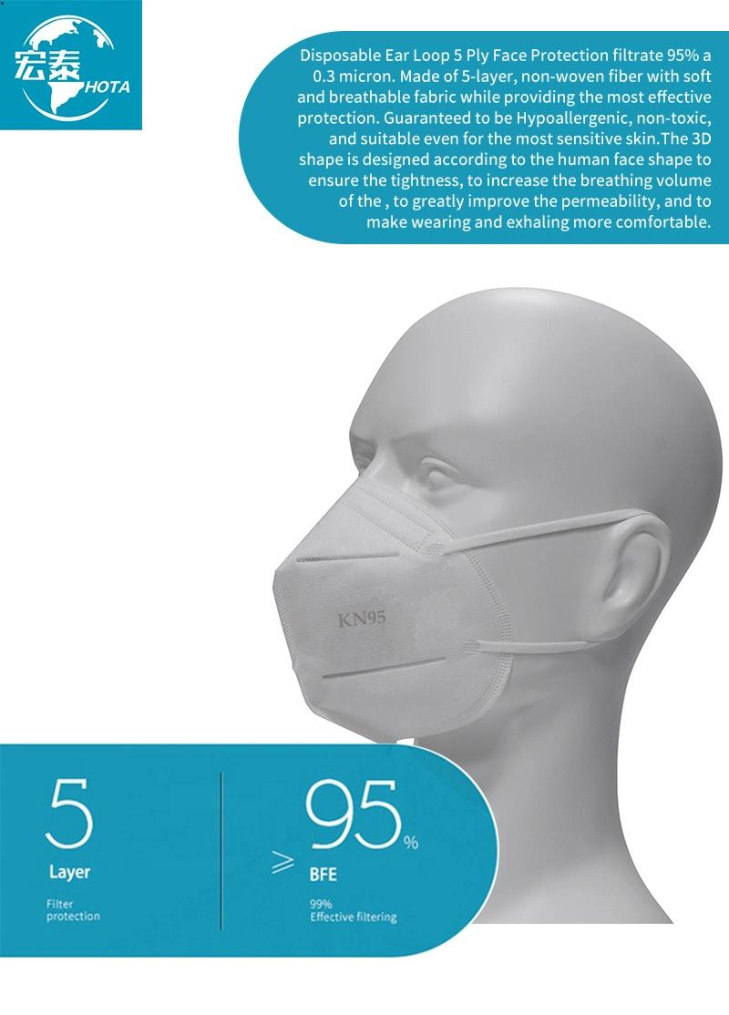 Disposable KN95 Mask 5-Layers Non-Woven Protective Breathing Nose Dust Mask for Face