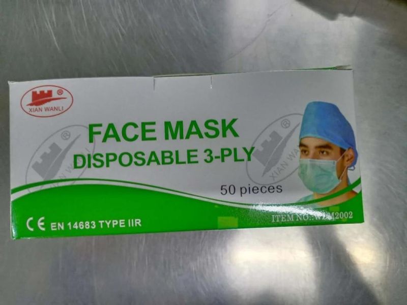 3 Ply Non-Woven Bfe 99% Disposable Surgical/Medical Face Mask with CE for Hospital