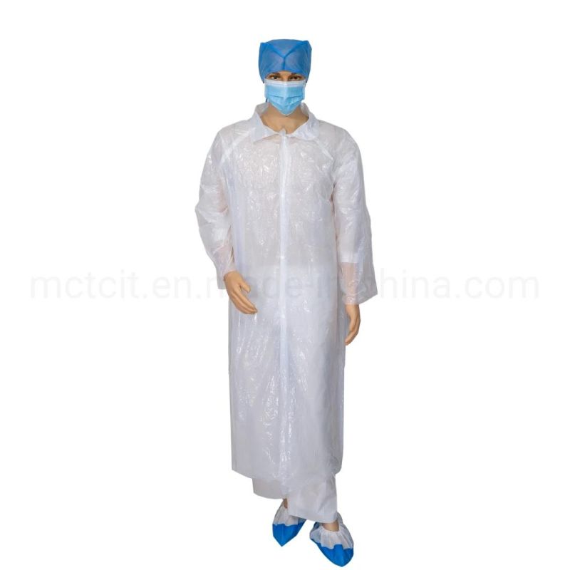 Wholesale Unisex Disposable Worker Cloth Nonwoven PP Lab Coat with Long Sleeves