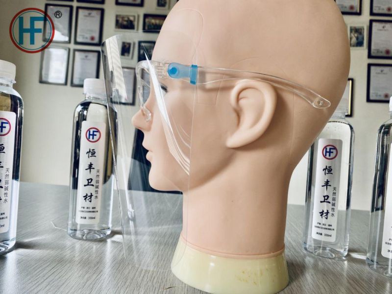Mdr CE Approved Hengfeng OEM Safety Disposable Double-Sided Film Lightweight Clear Plastic Face Shield