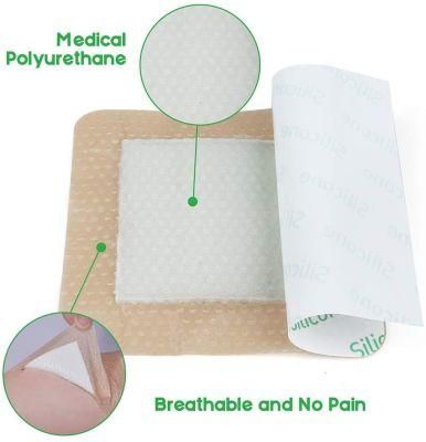 Silicone Foam Dressing with Border Polyurethane Foam Medical Silicone Dressing