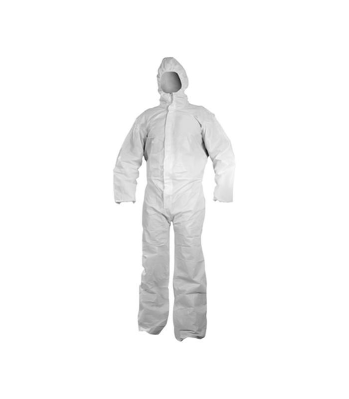 Polypropylene Hooded Jumpsuit with Zip Closure White Color Disposable