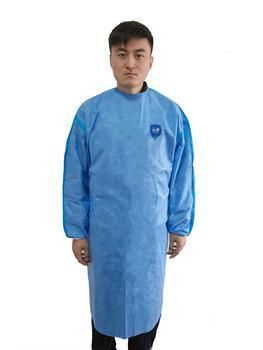 Best Selling SMS PE 65GSM Level 4 Isolation Gown with Blue Tape Sealing