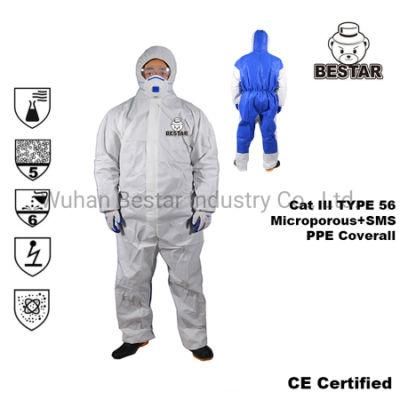 Category III Type 56 Microporous + SMS Breathable Coverall Safety Protective Suit Coverall Suit