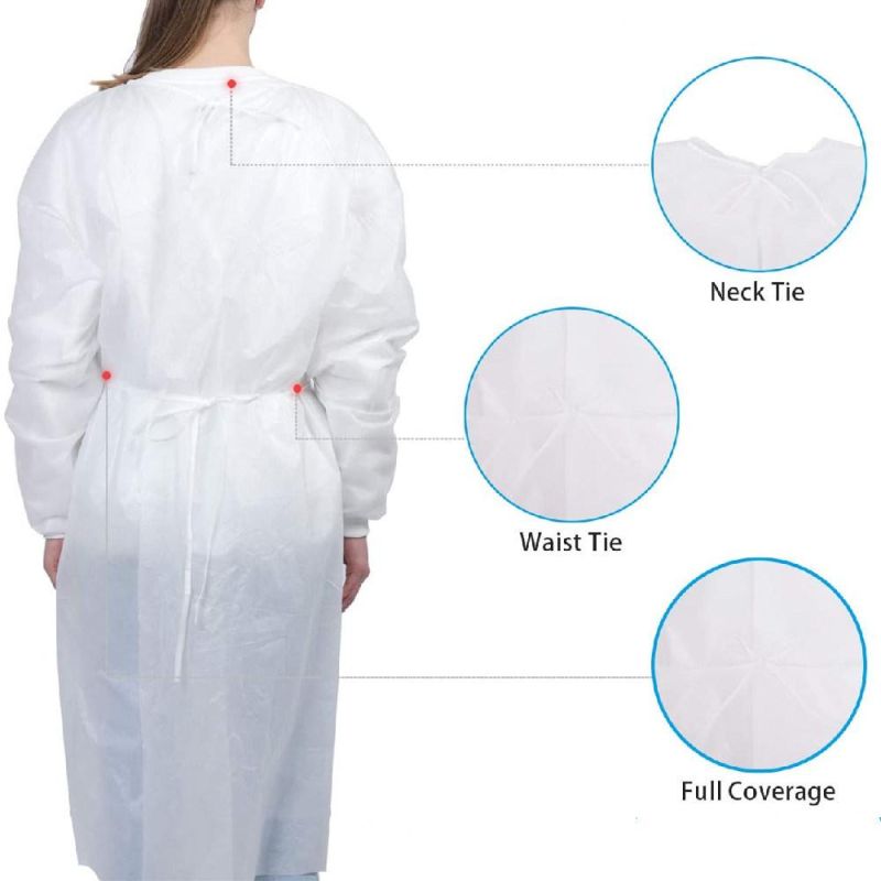 Disposable PP Nonwoven Isolation Gown Medical Use ISO Ce Certified