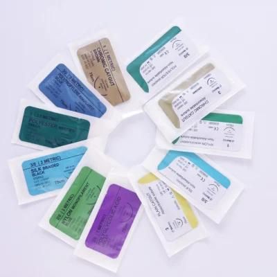 Disposable Absorbable Surgical Suture with Needle Plain Chromic Catgut PGA Pdo Silk Nylon Suture