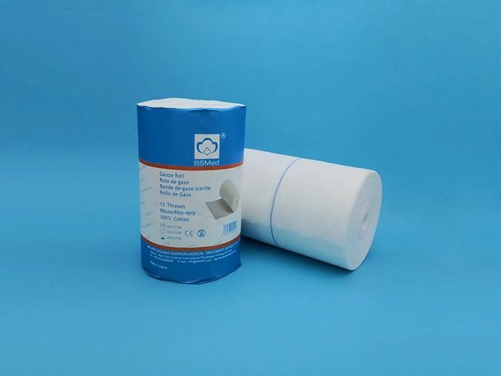 40s, 32s, 21s, 19X15, 24X20, 30X20 Mesh 4 Ply Bleached Hydrophilic Absorbent Cotton Gauze Roll