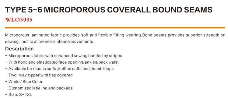 Impermeable Waterproof Single Collar Coverall Type 5/6 Asbestos Laminated Workwear