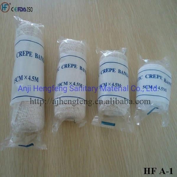 First Aid Surgical Elastic Medical Conforming Spandex and Cotton Crepe Bandage with Clip 7.5cmx4.5m