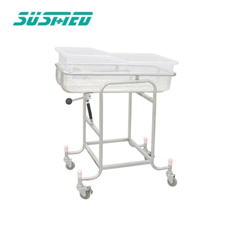 High Quality Medical Stainless Steel Newborn Crib Stainless Steel Adjustable Hospital Crib