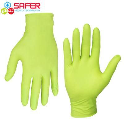 Green Disposable Nitrile Working Glove with Powder Free Extra Strength