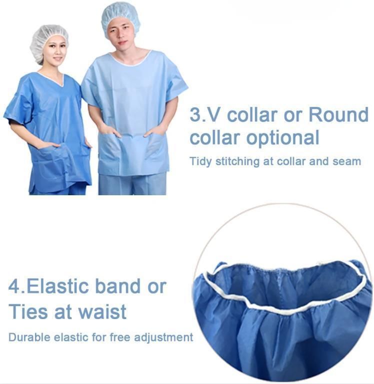 Disposable Hospital Uniform PP SMS Scrub Suit Medical Doctor Gowns with Low Price for Sale