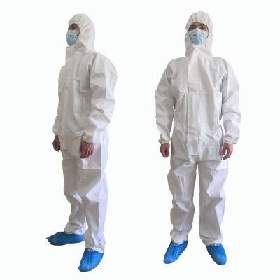 Protective Suit OEM White Waterproof PPE Disposable Coverall Medical Protective Clothing