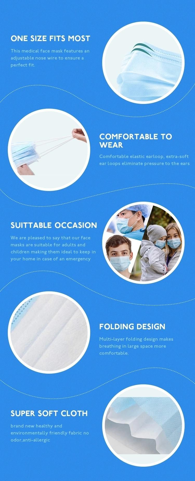 Disposable Medical Mask 3ply Non Woven Face Mask for Hospital Use
