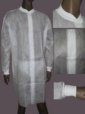 White Disposable Knitted Collar S~XXL Lab Coat