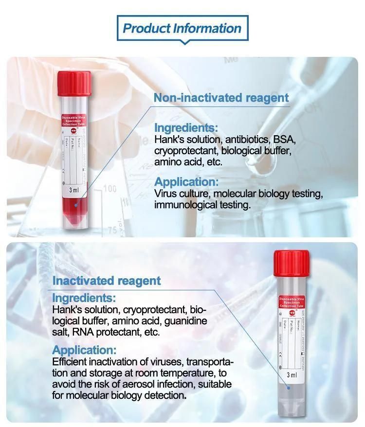 Disposable Virus Specimen Sampling Collection Tube with Swab