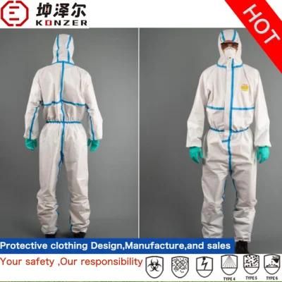 En 14126 1073 Konzer Microporous Film Hospital Uniforms Protective Gown