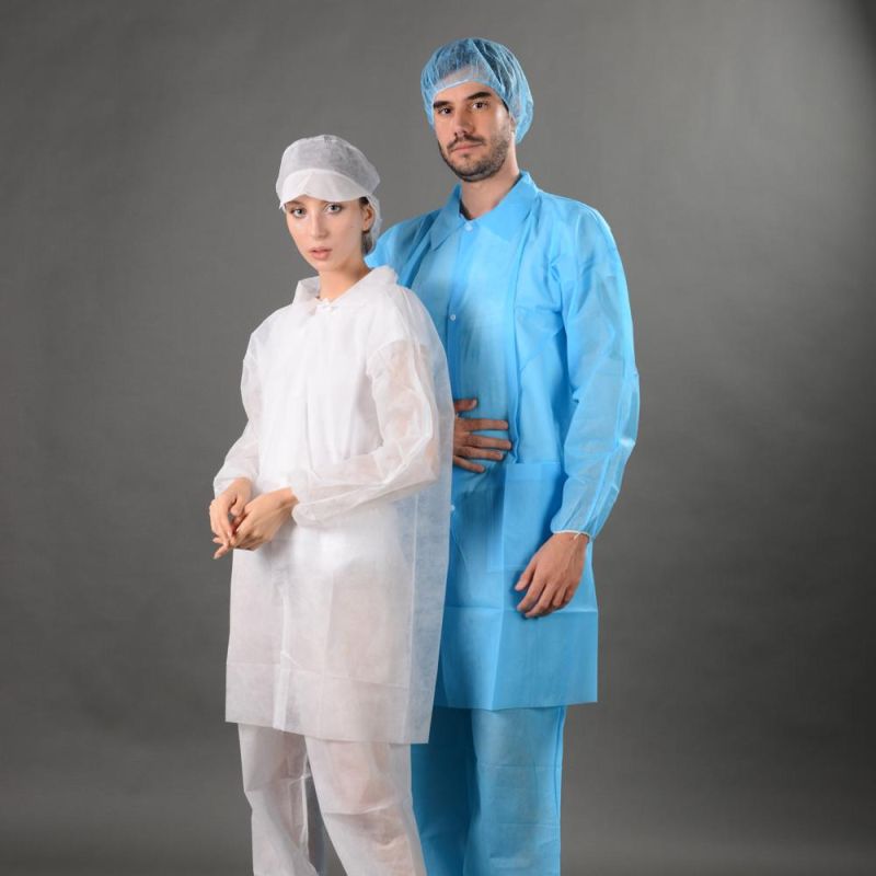 Single-Use Lab Coat with Velcros with Cheap Price M/L/XL/XXL/Xxxl Customize