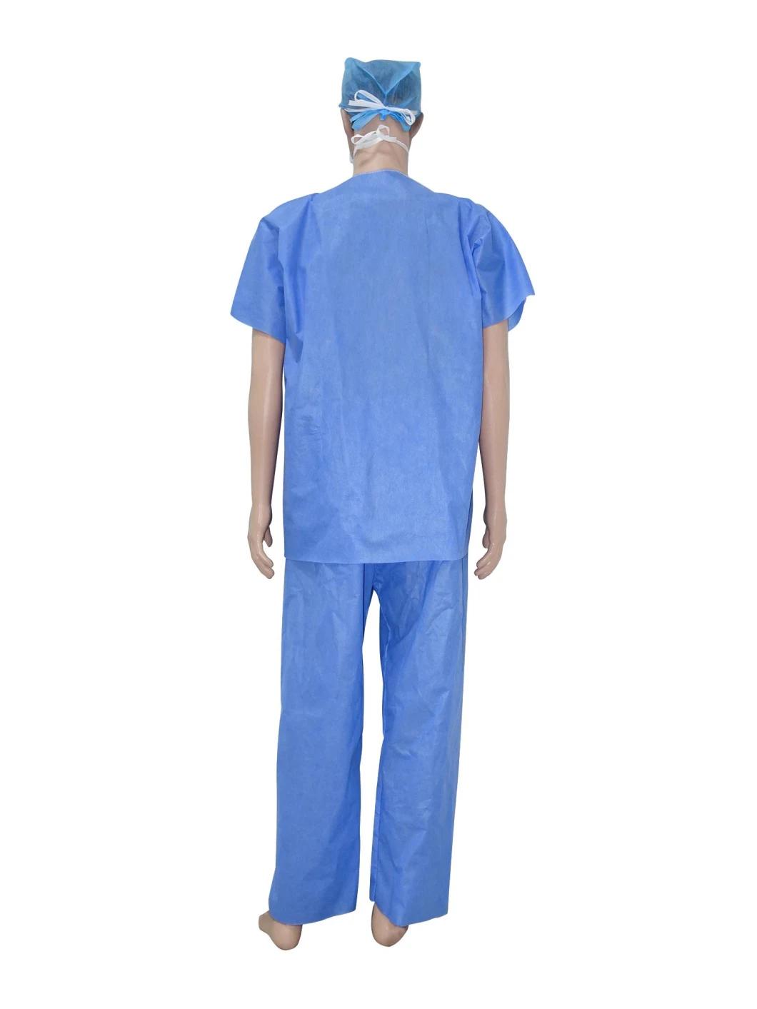 Medical Non Sterile SMS Disposable Scrub Suit Hospital Scrubs Uniform for Doctors Non Woven Scrub Shirts and Pants