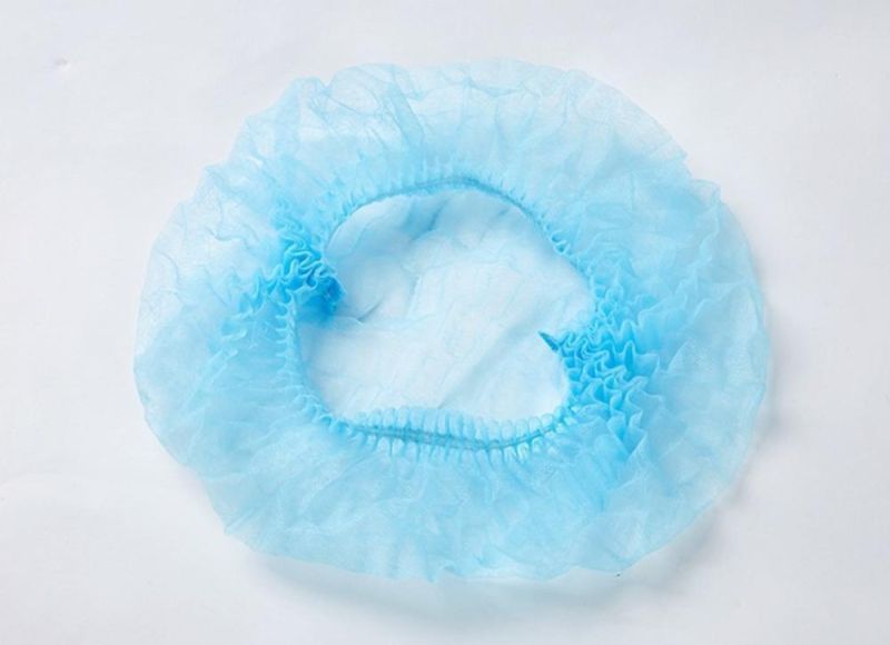 Yellow Pink Green Blue White Color Disposable Head Cover Round Non Woven Double Single Elastic Boffant Nurse Cap