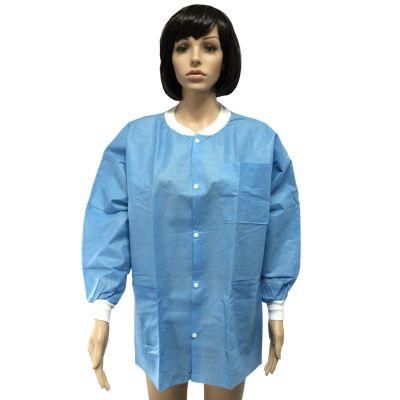 Disposable Non Woven Lab Coat Hospital Coat PP SMS Visitor Coat