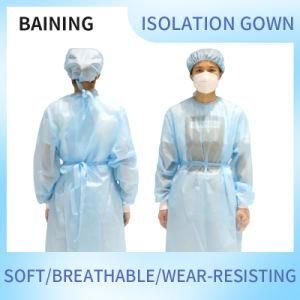 Isolation Gown AAMI Level2/3 Non Surgical Gown Spp+PE SMS 45g Hospital Clinics En13795 Disposable Hospital Gowns Suppliers