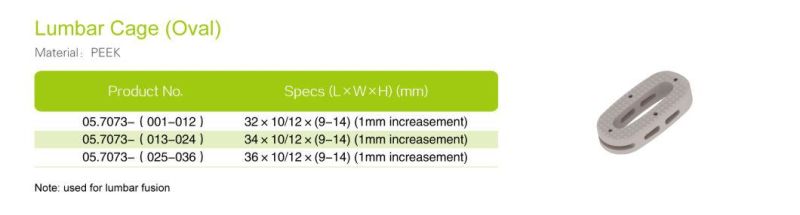 Peek Cage Lumbar Cage, Plif & Tlif Cage Factory Supply