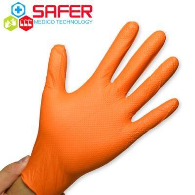 9 Inch 8 Mil Orange Black Diamond Disposable Nitrile Gloves with Beaded Cuffs