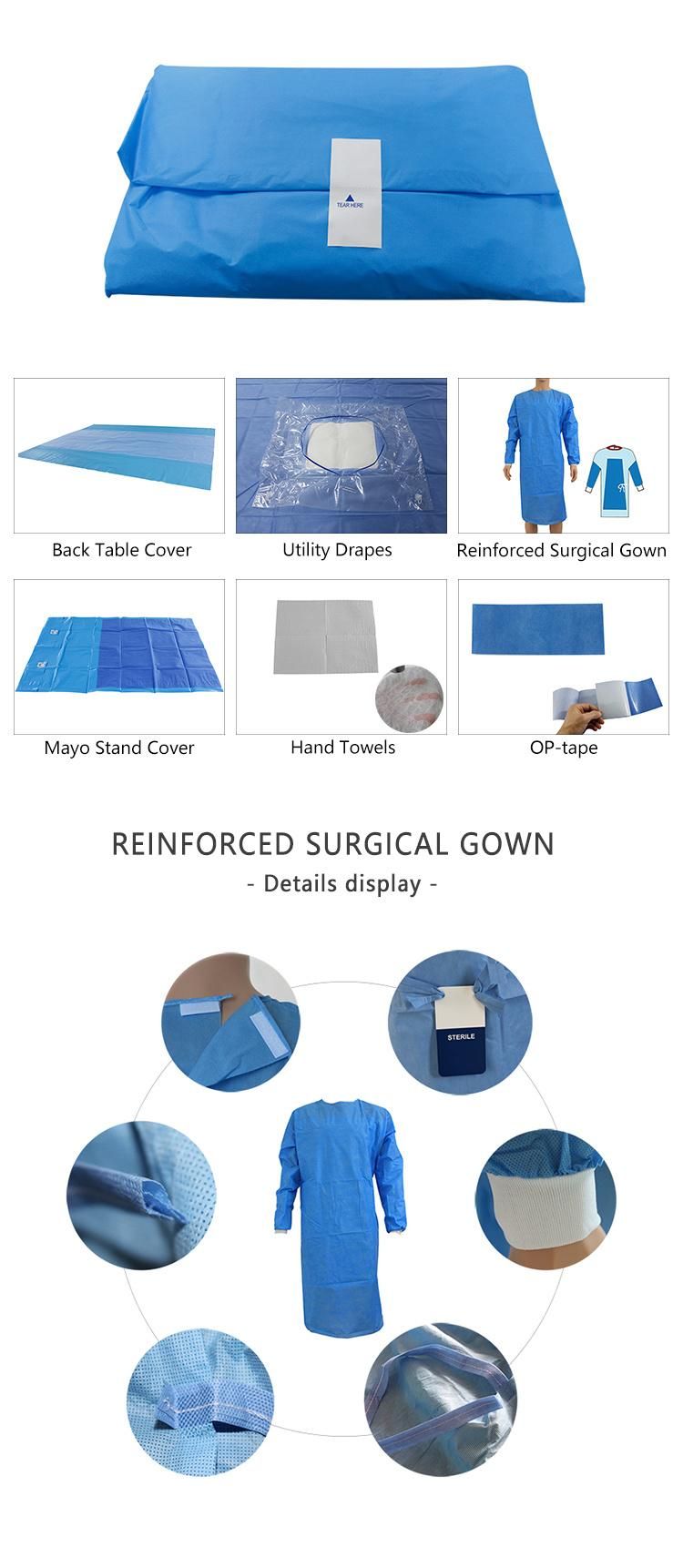 Hospital Use Disposable Surgical Kits Cesarean Drape Set C-Section Surgical Delivery Packs