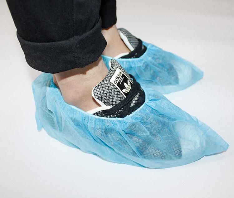 Blue Large CPE Booties Shoes Protectors Coverings, 17X41cm Disposable CPE Shoe Covers