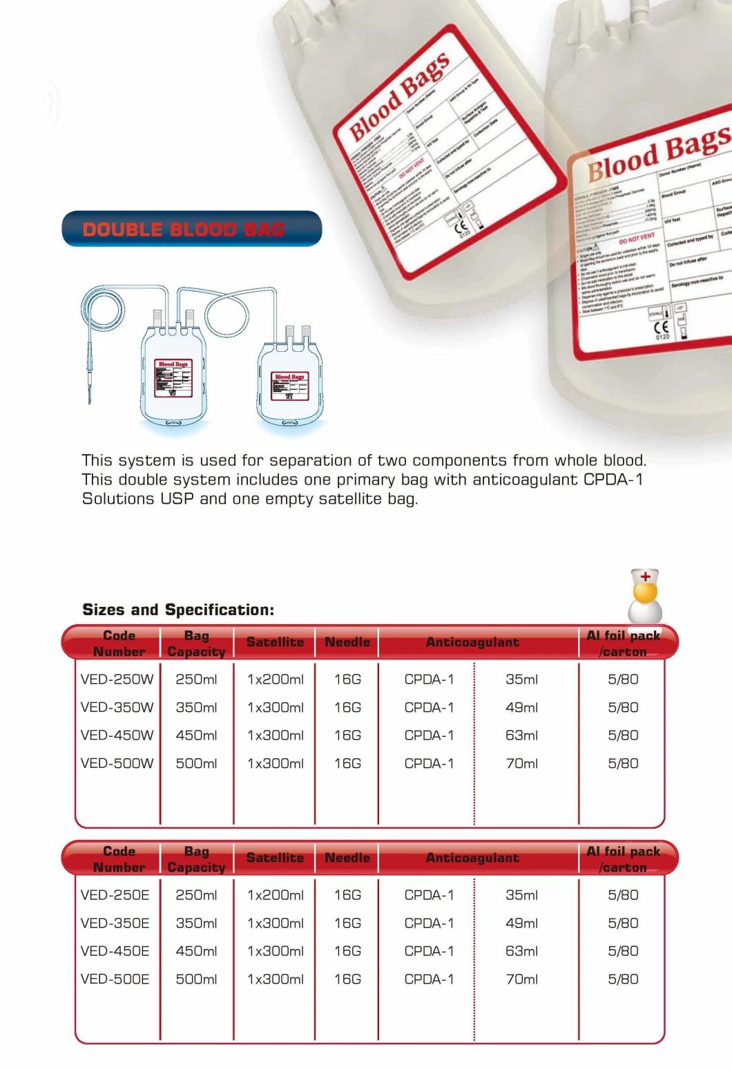 Disposable Single 250ml Blood Collection Bag