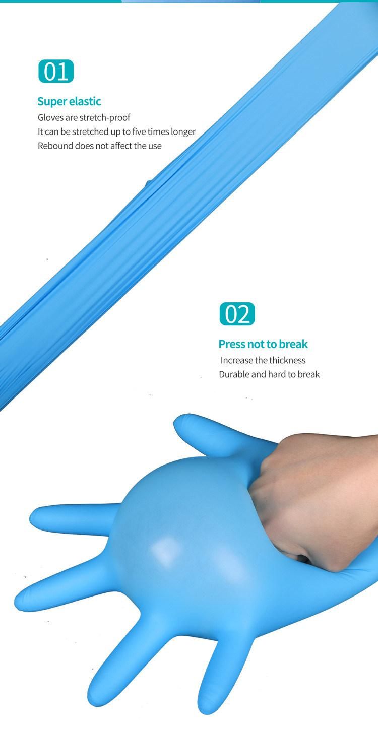 Access CE Test Gloves Blue Color Disposable Nitrile Gloves for Home Use