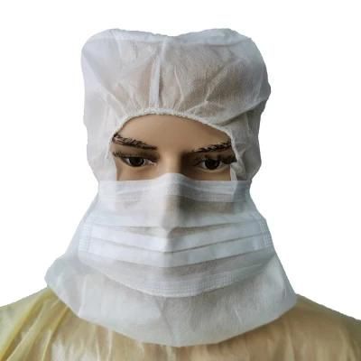 Disposable PP Nonwoven Ninja Hood Balaclava Cap Astro Cap Head Cover Balaclava Cap Hood Cap with Mask &Elastic Band Non-Woven