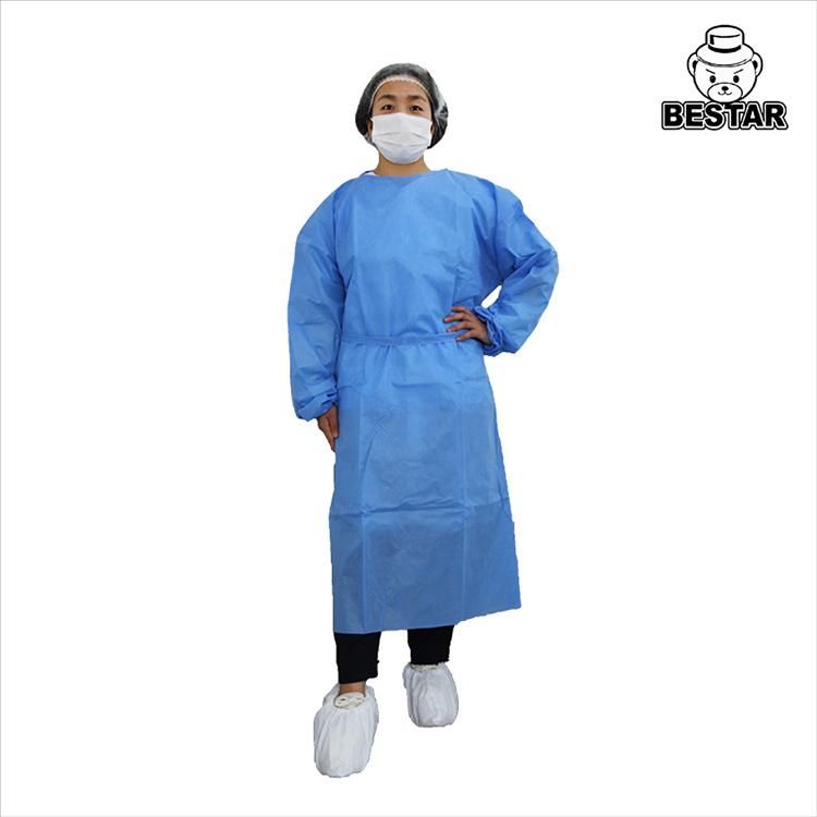 EU2017/745 Mdr Cat I Disposable Breathable SMS Medical Isolation Gown for Hospital and Laboratory