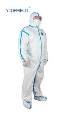 Disposable Garment Strong Resistance Fabric 75GSM Protective Coveralls