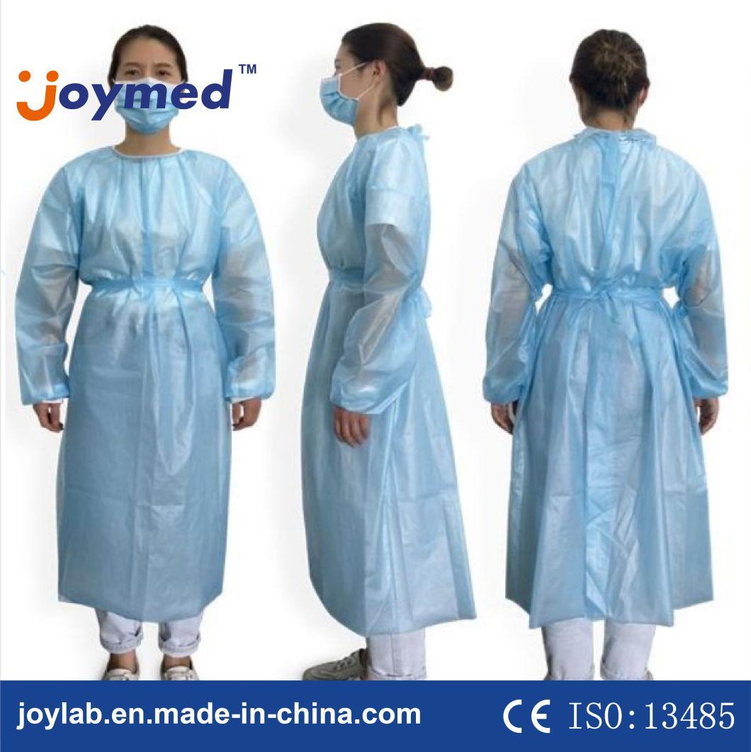 Factory Non Woven SMS Disposable PE Isolation Medical Gown