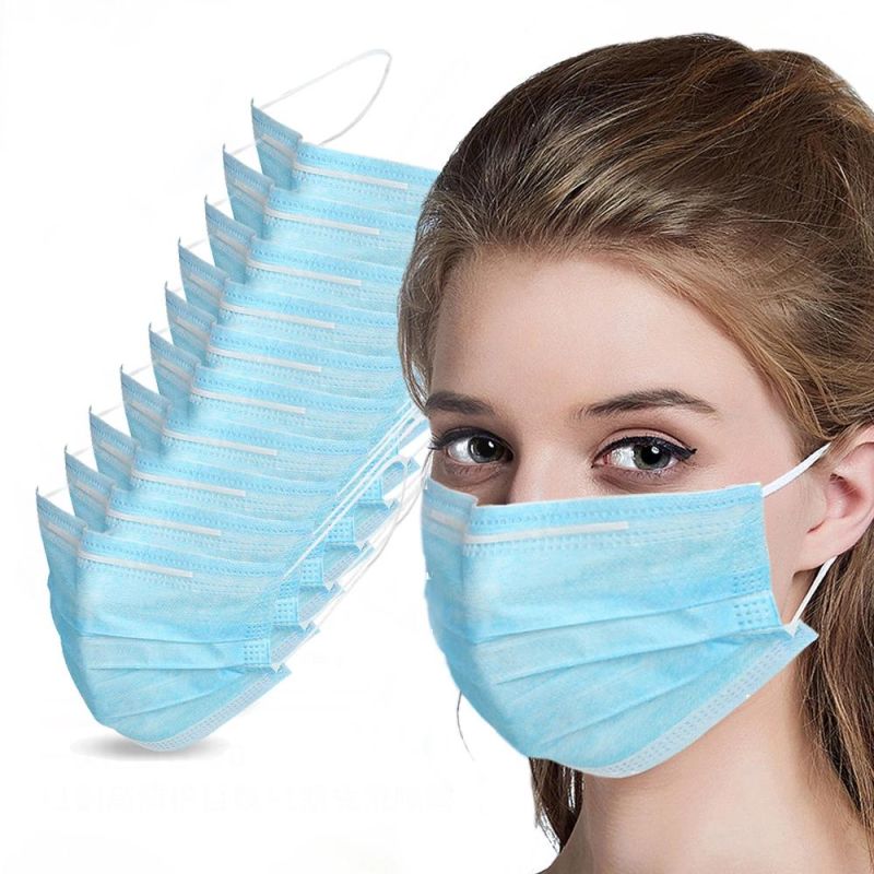 Nonwoven 3 Ply 50PCS/Box Earloop Disposable Face Mask Customized The Packing Box Bags