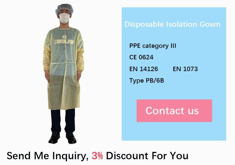 PP PE Disposable Medical Surgical Reinforced SMS/PP PE/CPE/PP Coveralls Protective Clothing Isolation Gown for Hospital/Clinics