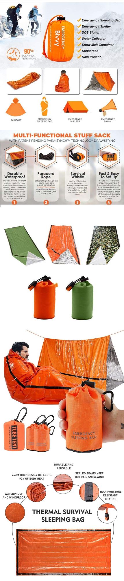 Hight Quality Silver Color 200X100cm Emergency Sleeping Bag