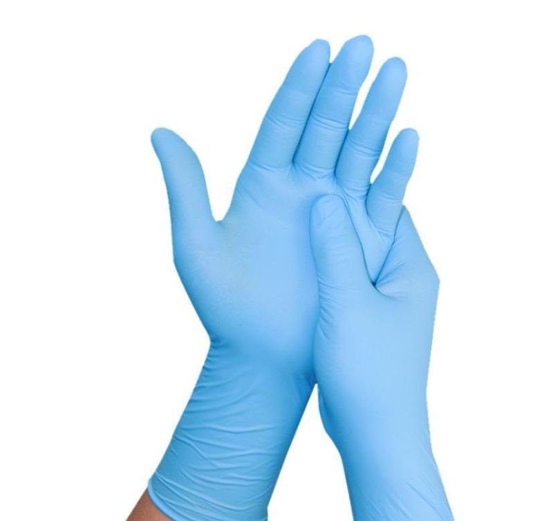 Wholesale Blue Powder Free Non-Medical Nitrile Gloves with High Quality Disposable Nitrile Gloves