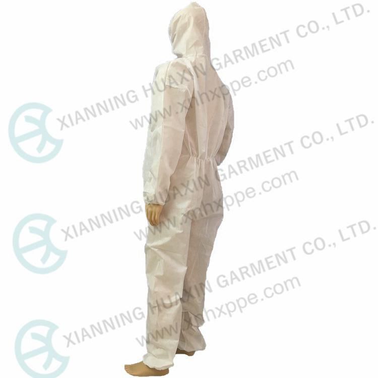 Type 5/6 White SMS Dust Proof Safety Workwear Anti Pneumonia Overalls Breathable Protective Clothing