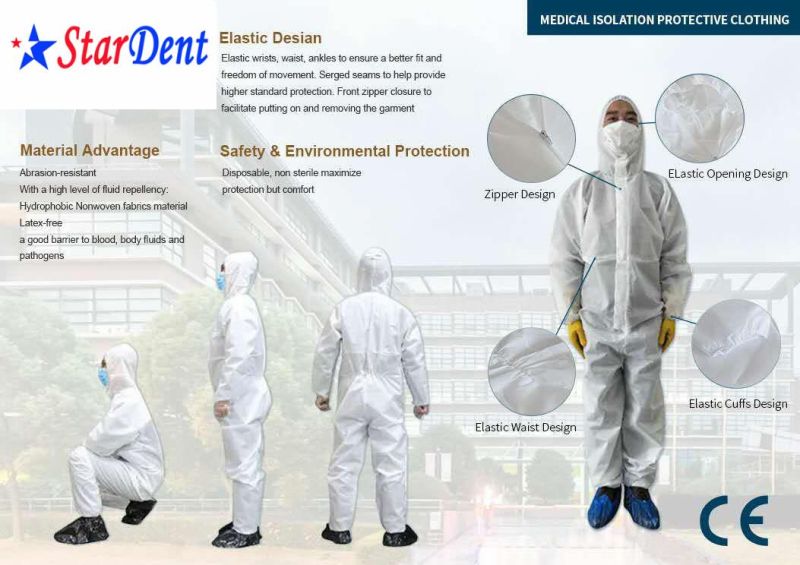 Coverall Disposable Anti-Epidemic Antibacterial Isolation Suit for Medical Staff Protective Clothing Dust-Proof Coveralls Antistatic